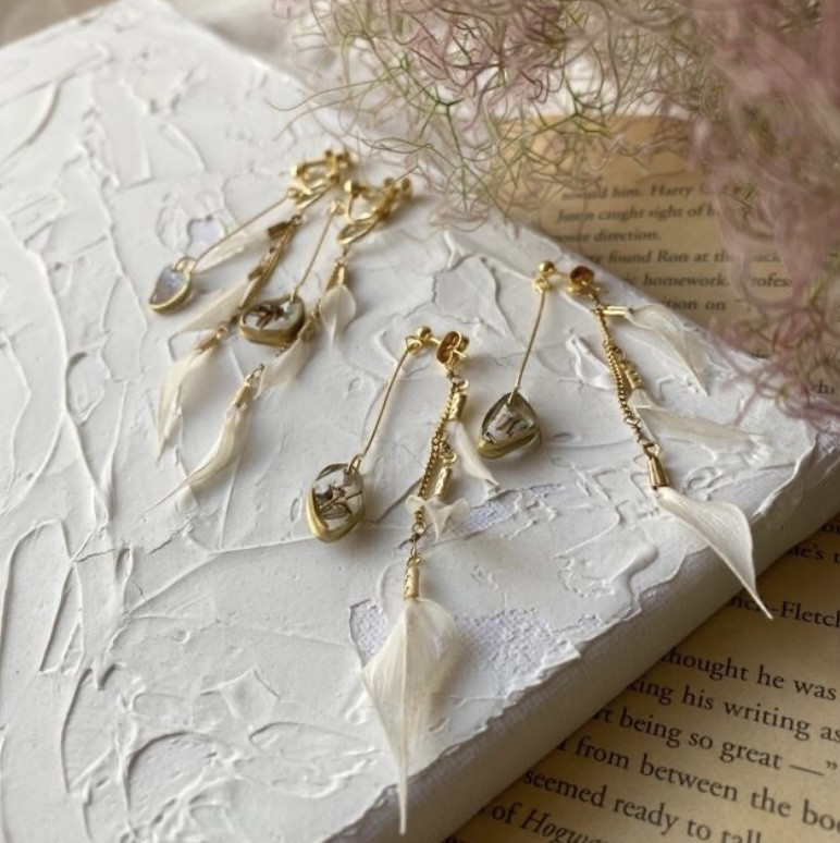 リユースラスカス×レジンジオード(クリア) サージカルステンレスピアス/ニッケルフリーイヤリング