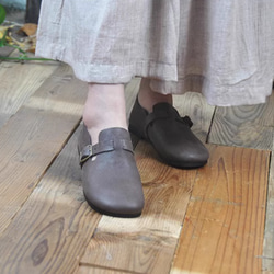 手作りの靴 母の日 本革 カジュアルフラットシューズ レディース靴 履きやすい パンプス 9枚目の画像