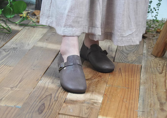 手作りの靴 母の日 本革 カジュアルフラットシューズ レディース靴 履きやすい パンプス 9枚目の画像