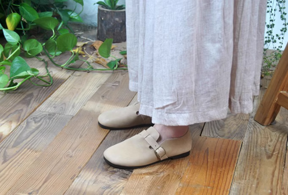 手作りの靴 母の日 本革 カジュアルフラットシューズ レディース靴 履きやすい パンプス 3枚目の画像