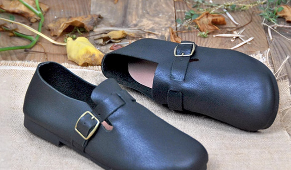 手作りの靴 母の日 本革 カジュアルフラットシューズ レディース靴 履きやすい パンプス 2枚目の画像
