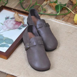 手作りの靴 母の日 本革 カジュアルフラットシューズ レディース靴 履きやすい パンプス 15枚目の画像