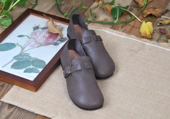 手作りの靴 母の日 本革 カジュアルフラットシューズ レディース靴 履きやすい パンプス 15枚目の画像