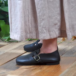 手作りの靴 母の日 本革 カジュアルフラットシューズ レディース靴 履きやすい パンプス 5枚目の画像