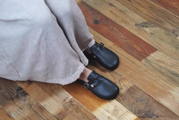 手作りの靴 母の日 本革 カジュアルフラットシューズ レディース靴 履きやすい パンプス 4枚目の画像
