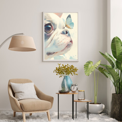 【蝶犬戯舞 - ボストンテリア犬の子犬 No.4】春・蝶・子犬・アートポスター・犬の絵・犬の絵画・犬のイラスト 7枚目の画像