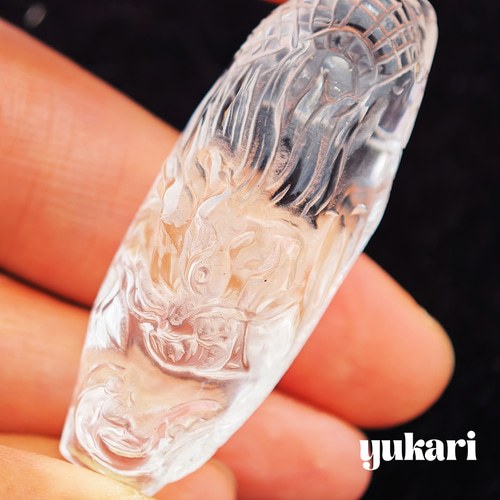 天然石水晶の龍天珠 天然石 天珠 手彫り彫刻 天然石 yukari 通販