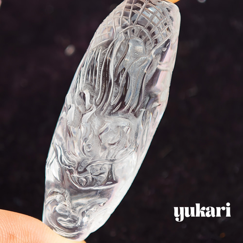 天然石水晶の龍天珠 天然石 天珠 手彫り彫刻 天然石 yukari 通販