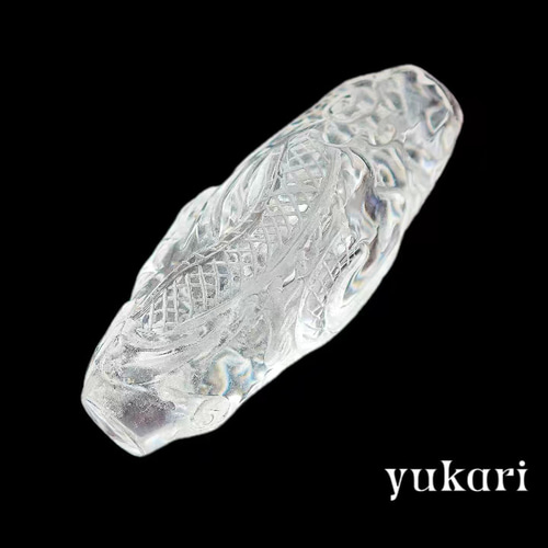 天然石水晶の龍天珠 天然石 天珠 手彫り彫刻 天然石 yukari 通販