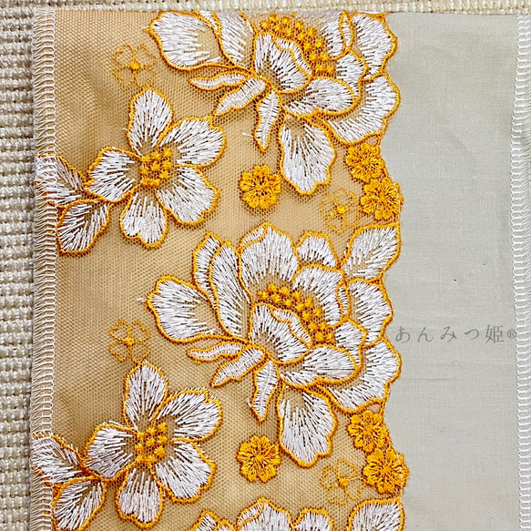 洗える刺繍半衿  山吹色のお花 8枚目の画像