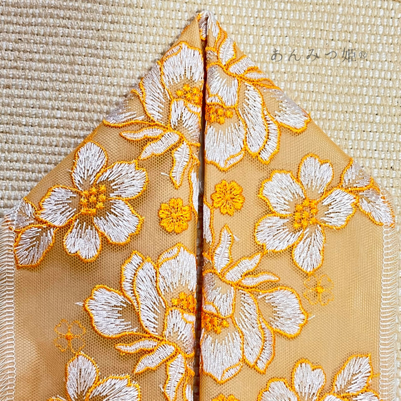 洗える刺繍半衿  山吹色のお花 7枚目の画像