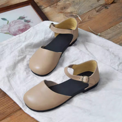 手作りの靴 本革のサンダル　牛革  カジュアルフラットシューズ　 レディース靴 履きやすい メアリージェーンの靴 8枚目の画像
