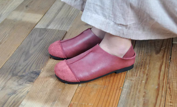 手作りの靴 母の日 本革 カジュアルフラットシューズ レディース靴 履きやすい パンプス 11枚目の画像