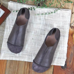 手作りの靴 母の日 本革 カジュアルフラットシューズ レディース靴 履きやすい パンプス 2枚目の画像