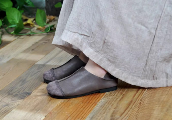 手作りの靴 母の日 本革 カジュアルフラットシューズ レディース靴 履きやすい パンプス 16枚目の画像
