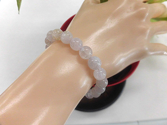 天然石 クンツァイト8.8～9.4mm玉ブレスレット 内周17.5cm　　240101297