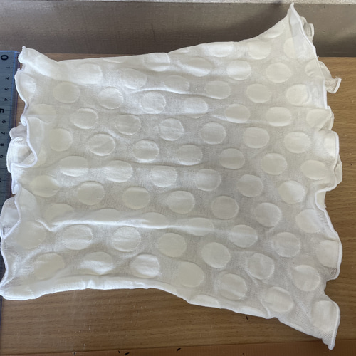 ドットエンボス加工綿100%ホワイトレースシングル手作りネック  