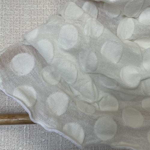 ドットエンボス加工綿100%ホワイトレースシングル手作りネック  