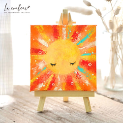 【SUN】 太陽　明るいお部屋に原画の販売です(^^) アクリル絵画 受注制作】【原画】特集掲載 家族を照らす 太陽 10cm角