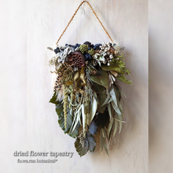 ハスの実＆グリーンイロイロ ドライフラワータペストリー ドライ