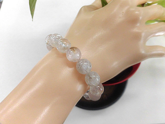 天然石 クンツァイト10.9～11.6mm玉ブレスレット 内周16.3cm　　240101298