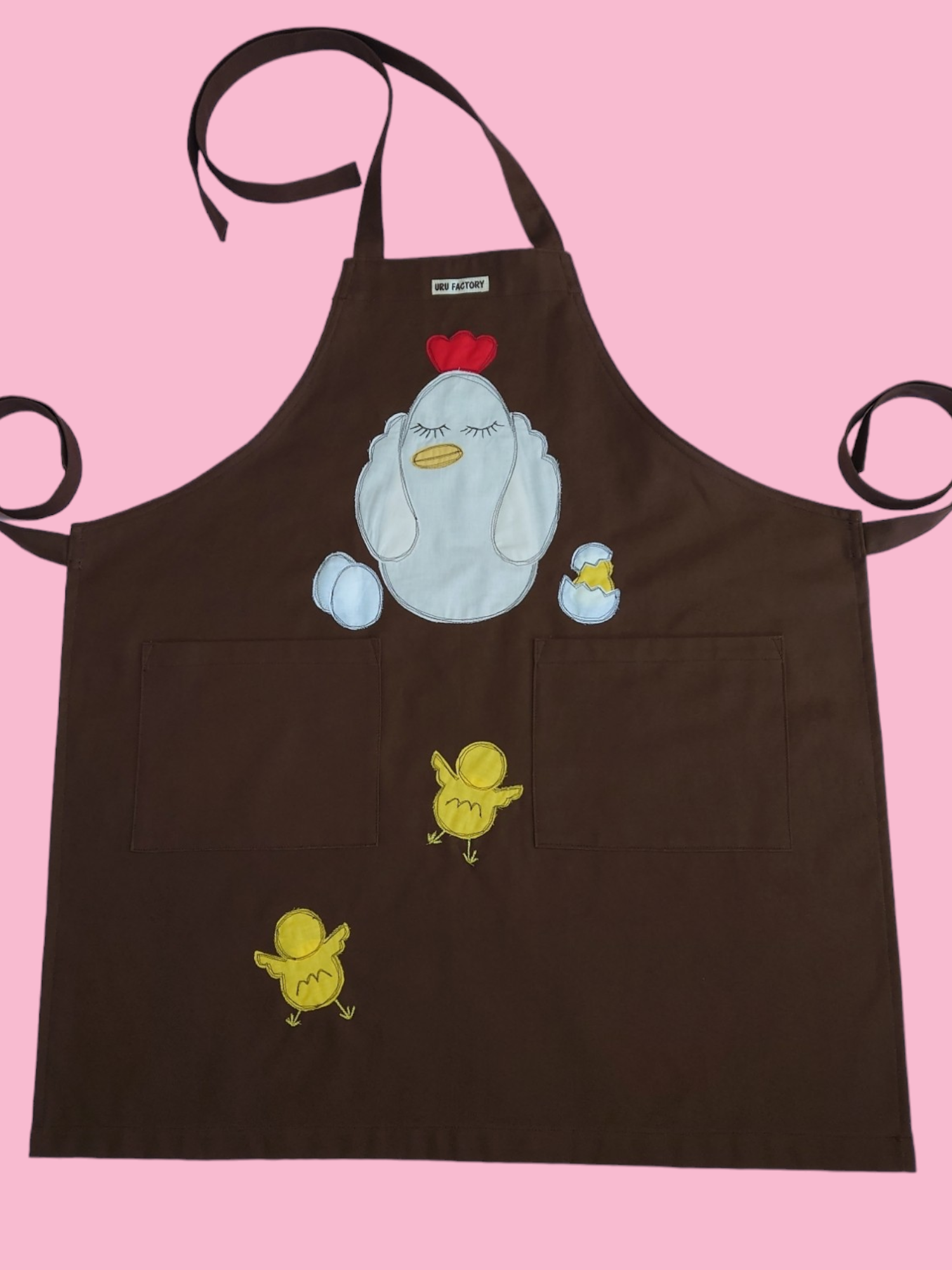にわとりとヒヨコのアップリケエプロン        Ω