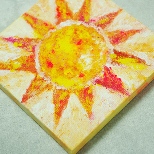 抽象画 愛と希望のテーマ 原画】抽象画 みんなをてらす太陽 10cm角 キャンバス 送料無料