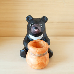 和紙インテリア『壺を抱えたクマさん/ツキノワグマ』 ペンスタンド　一輪挿し 9枚目の画像