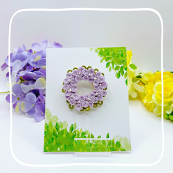 紫陽花のリースブローチ（ライトパープル） 1枚目の画像