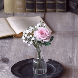 ◆粘土のお花◆　薔薇＆カスミソウ　（ライトピンク）B988 3枚目の画像