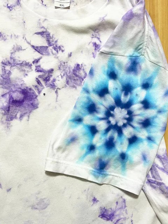 タイダイ染め Tシャツ　XXLサイズ　曼荼羅　パープル　ムラ染め　Hippies Dye HD21-54 4枚目の画像