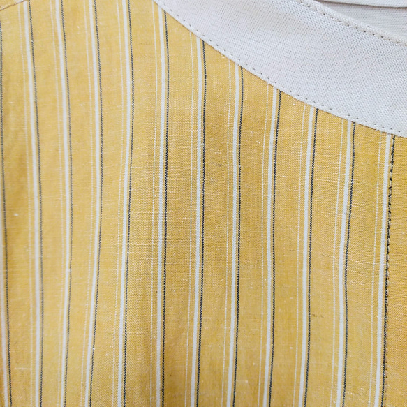 チュニックシャツ マスタードイエロー ストライプ Ｍ～Ｌサイズ 6枚目の画像