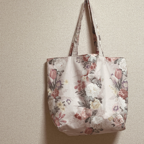 花柄のトートバッグ*大きめトート*シンプルトートバッグ*サブ