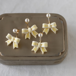 リボンキャッチ / ピアス /ノンホール / バターイエロー 7枚目の画像