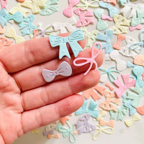 クラフトパンチ ダイカット リボン パステルカラー 色々セット 140枚入