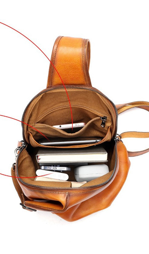 ボディバッグ　本革　牛革　メンズ　ワンショルダー　ブラウン　男性へのプレゼントに☆ 