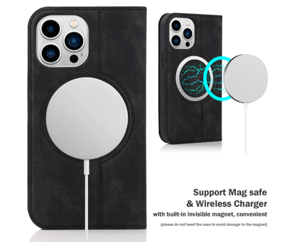iphoneケース全機種対応　手帳型スマホケース　iPhone 15 14Pro  カード収納 支持Mag safe 6枚目の画像