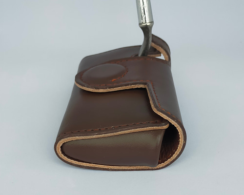 ゴルフ ピン型ワイドパターヘットカバー（レザークラフト）マグネット