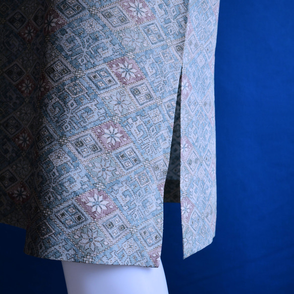着物リメイク　ロングワンピース（絹着物地）五分袖 5枚目の画像