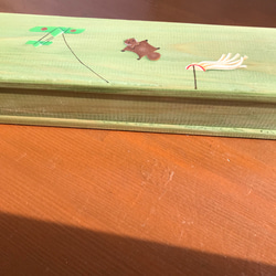 食卓に置ける箸箱　ひこうき凧とムササビ　カトラリーケース　メガネ入れ　小物入れ　蓋付き木製　少人数用 14枚目の画像