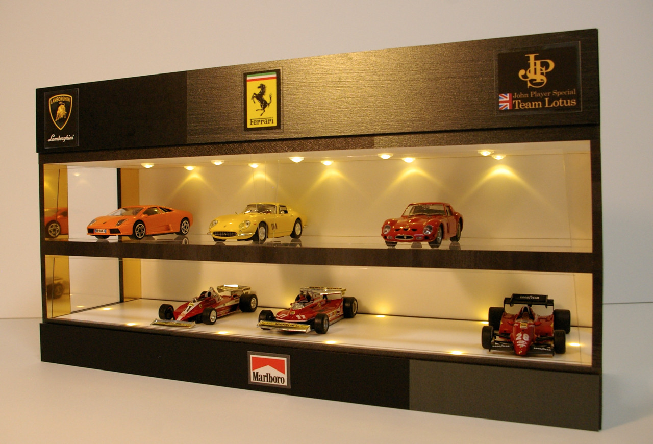 1/43展示14台可・WH梨地・2層式ディスプレーBOX / LED20灯 