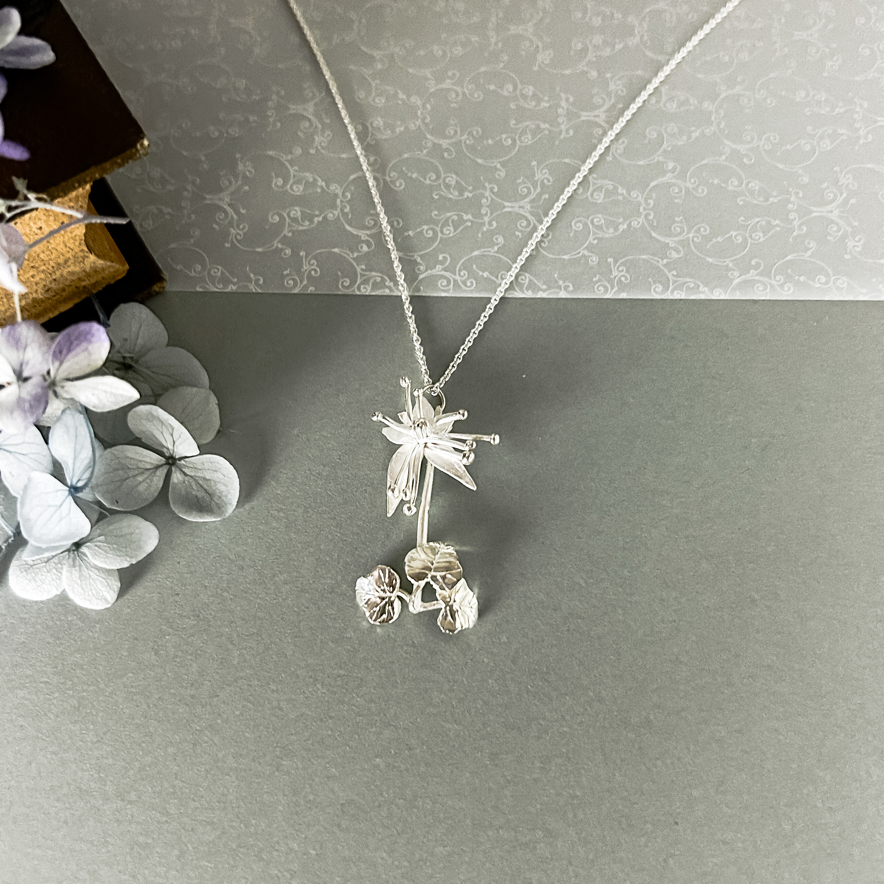 silverペンダント 和ハーブシリーズ ユキノシタネックレス