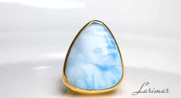 最新作◆カリブの宝石「ラリマー」の世界でひとつの天然石リング 1枚目の画像