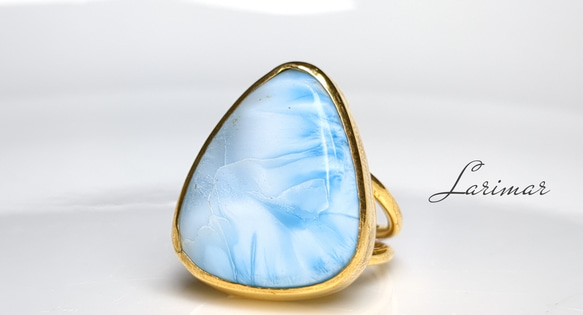 最新作◆カリブの宝石「ラリマー」の世界でひとつの天然石リング 2枚目の画像