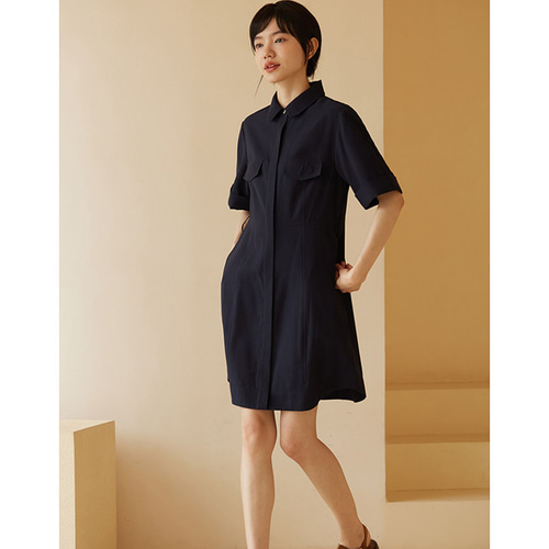 POLO GOLF ネイビー ワンピース POLOシャツ式ワンピース ゴルフワンピース テンセル混紡