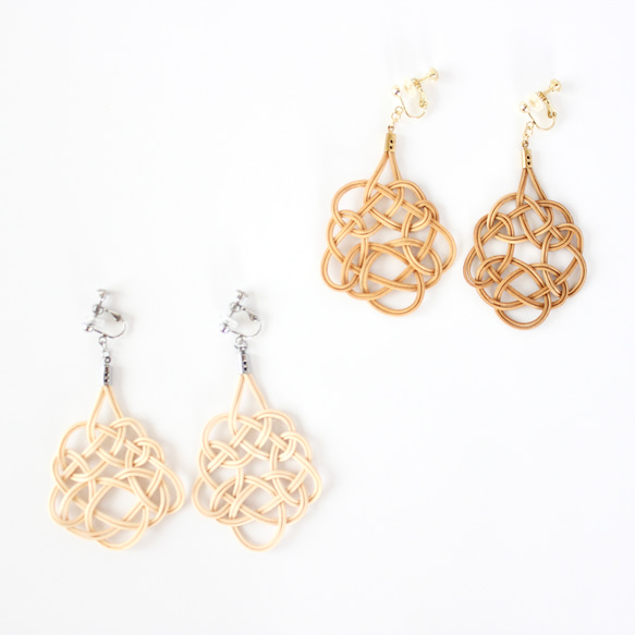 ラタン編みのピアス/イヤリング◇ 2種から選べる♪顔周りを華やかにし