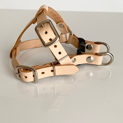 犬用リード＆ハーネスSET【本革】salmonping＆ヌメ革ツートン／ドット柄 fs_1807_35_04.jpg