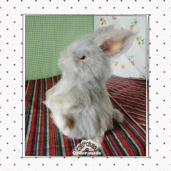 ハンドメイド　ライオンラビットちゃん　うさぎのぬいぐるみ ぬいぐるみ制作事例】 ライオンラビットの『アイちゃん』です