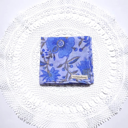 インド綿　ハンカチ　ブルー　プレゼント　ギフト　母の日 1枚目の画像