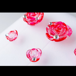 ｢kawaii pink rose (A)｣28【ピアス(イヤリング交換可)】ピンク ローズ バラ 赤 かわいい きれい 8枚目の画像